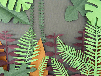 Jungle Leaves botanical illustration childrens book childrens book illustration childrens illustration illustration jungle paper art paper collage paper craft papercraft papercut papercutting traditional art traditional illustration