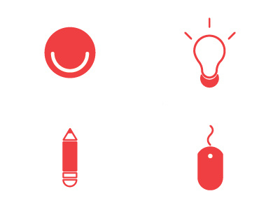 Résumé icons bulb icon mouse pencil smile
