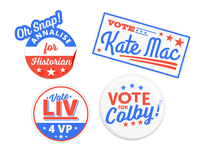 School Elections button election red sticker white blue