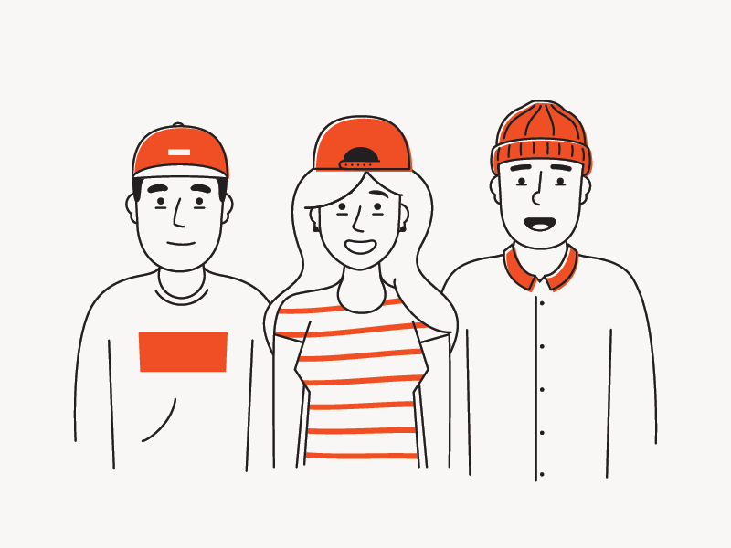 Hat Crew smiles people group illustration hats