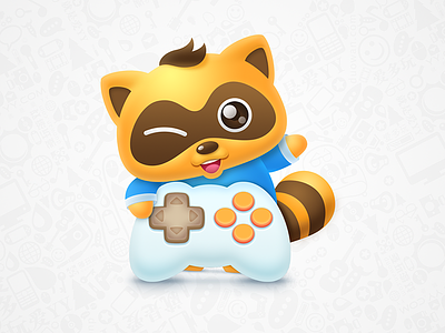 YY Game logo animal bear blue cute game gamepad logo orange raccoon uig