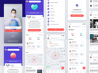 COVID-19 Symptoms Tracker App app application coronavirus covid 19 design graphic design healthcare interface design mobile app ui user interface ux web app