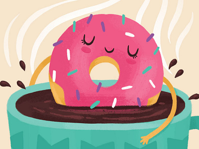 Donut Downtime childrens coffee donut food illustration sprinkle texture