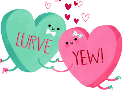 Candy Babies in "Lurve" candy hearts humor illustration lettering valentines day