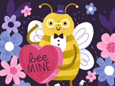 'Bee Mine' humor illustration juvenille love valentines day