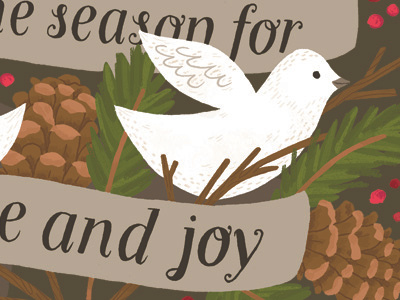 Greeting Card Preview bird card christmas dove holiday nature pinecone season stationery winter