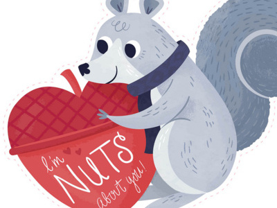 Squirrely Valentines acorn animal cartoon children holiday illustration squirrel texture valentine