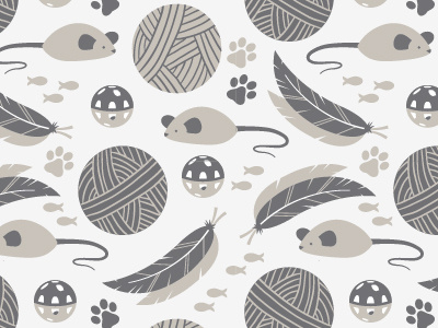 Cat Accessory Pattern accessories cat grey illustration limited color pattern pet toys