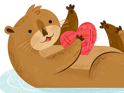 Otter Valentine animal holiday illustration nature texture valentine