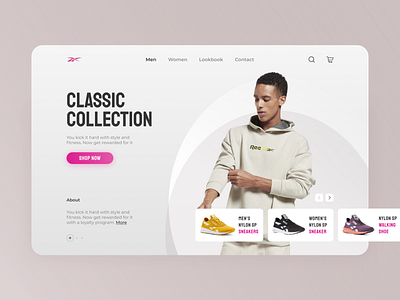 Redesign Reebok website branding concept design minimal redesign reebok shop sport ui uiux design web design