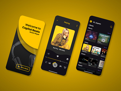 Capital Beats - Music Player UI Design app design graphic design logo typography ui ux