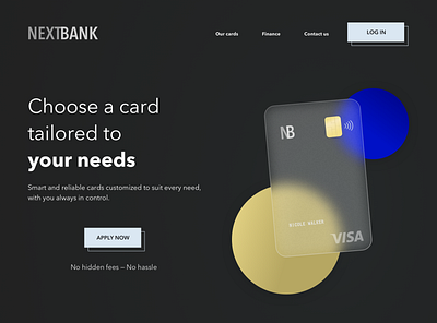 NextBank banking credit card design finance fintech glass effect logo minimal transparency ui