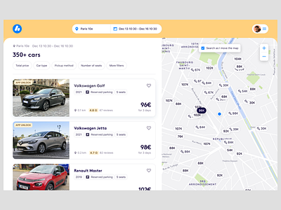 Car rental service web design