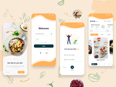 Diet App Design application design dibbble explore illustration ui ux xd design