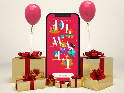 Diwali 3d animation application design dibbble ui ux xd design