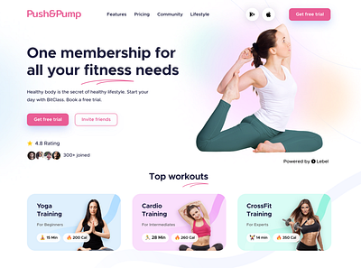 Push&Pump design dibbble figma fitness gym new ui uiux website yoga