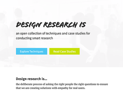 Homepage for Design Research Is design header homepage research