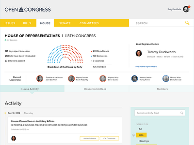 House of Representatives on OpenCongress