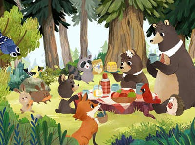 Bear's picnic animals children book illustration childrens book cute illustration digital illustration illustration kidlitart photoshop