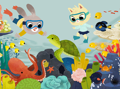 Reef scene animals children book illustration childrens book cute illustration digital illustration illustration kidlitart ocean undersea