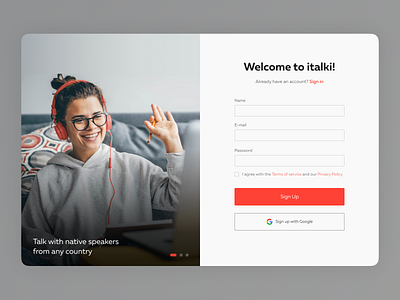 Daily UI #1 - Sing Up form for italki challenge daily ui dailyui language online learning sign up form ui web design