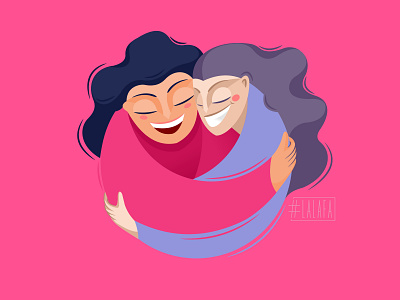 Girl Power! characters design friendship hugs illustration joy love