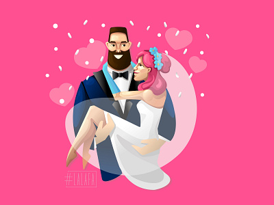 Couple of honeymooners. characters illustration love vector wedding