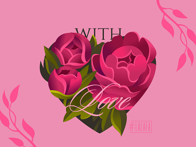 Peony Heart card design flowers illustration love peonies roses vector wedding