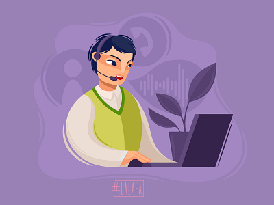Customer Service: How can I help you? characters consultant illustration operator vector