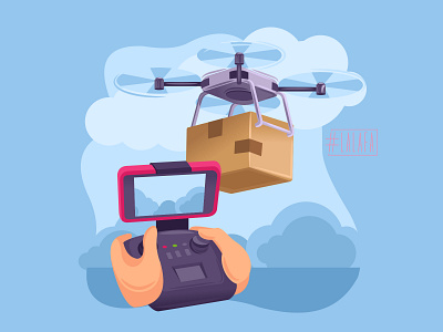 Delivery by drone delivery design drone illustration vector