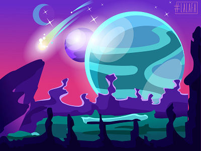On another planet alien another world illustration landscape planet space vector