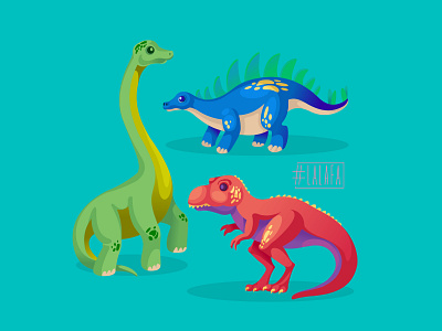 Dinosaurs animals characters children diplodocus illustration reptiles tyrannosaurus vector