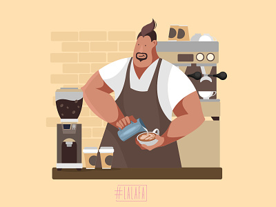 Barista americano characters coffee coffee machine design espresso illustration latte vector
