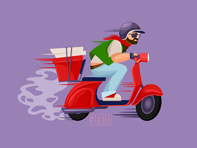 Fast delivery biker characters design fast food food helmet illustration motorcycle pizza speed vector