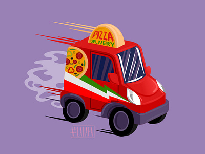 Pizza delivery car design driving fast fast food food illustration pizza speed vector
