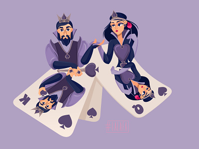 King and Queen. Cards of spades cards characters design gambling hearts illustration king poker queen spades vector