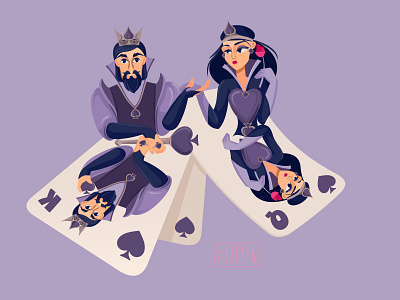 King and Queen. Cards of spades