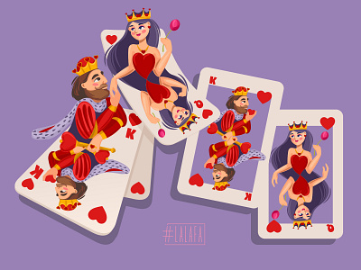 King and Queen. Cards of hearts