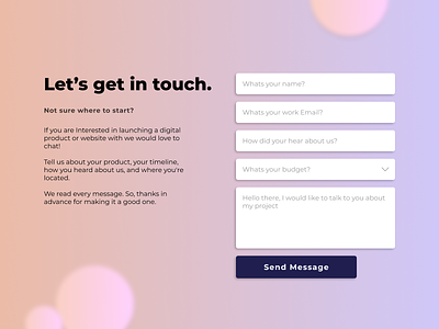 Daily UI #03 – Contact page 3d app bubble contact form design ui userflow ux web design