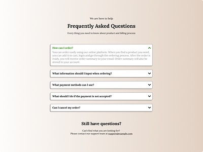 Daily UI Design Challenge 04/100 – Frequently Asked Page app design faq support ui ui design userflow ux webapplication