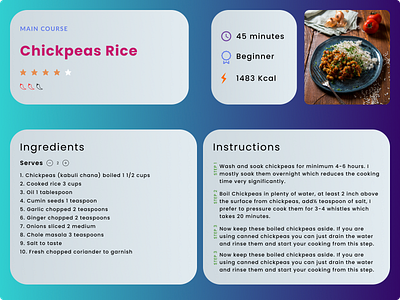 Daily UI Design Challenge 09/100 – Recipe page