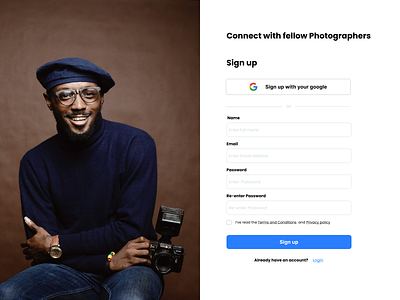 Daily UI Design Challenge 11/100 – Sign up page