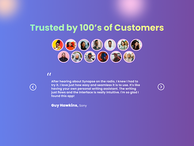 Daily UI Design Challenge 12/100 – Testimonial block app customer review customer testimonial design review saas testimonial testimonial testimonial design ui userflow ux webapp webdesign