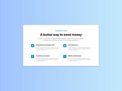 Daily UI Design Challenge 18/100 – Featured Section app design design inspiration feature feature section features money transfer ui userflow ux webapp webdesign