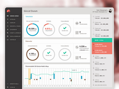 Parasut Dashboard app cards dashboard flat gauge interface ui web design