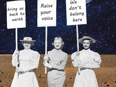 RAISE YOUR VOICE collage art college mars poster space
