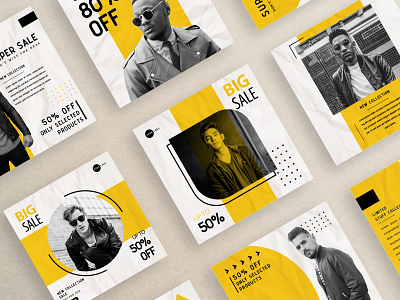 Yellow Zone Social Media Template app banner brand branding business design facebook fashion instagram layout media post promo sale social template typography ui ux yellow