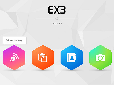 Ex3 bookmark camera colorful hexagon icons ui wireless writing