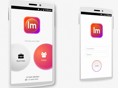 UI for Android Apps business login mockup public warm color