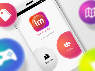 Livemall App Design android app colorful icon lm logo peach pink
